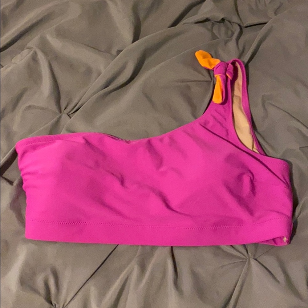 pink one shoulder bikini top